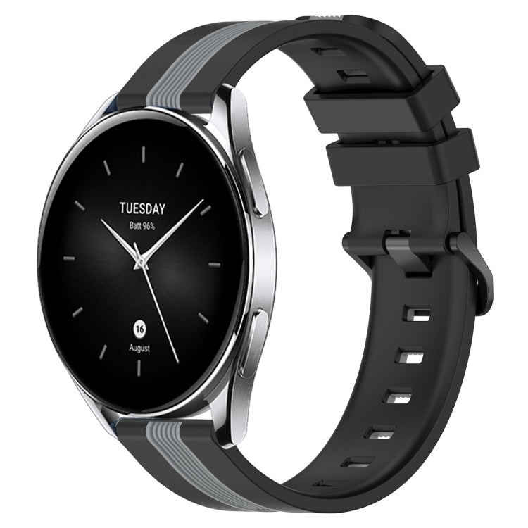 For Xiaomi MI Watch S2 46mm 22mm Vertical Two-Color Silicone Watch Band
