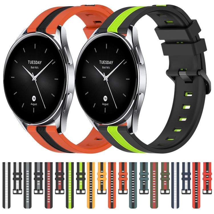 For Xiaomi MI Watch S2 46mm 22mm Vertical Two-Color Silicone Watch Band