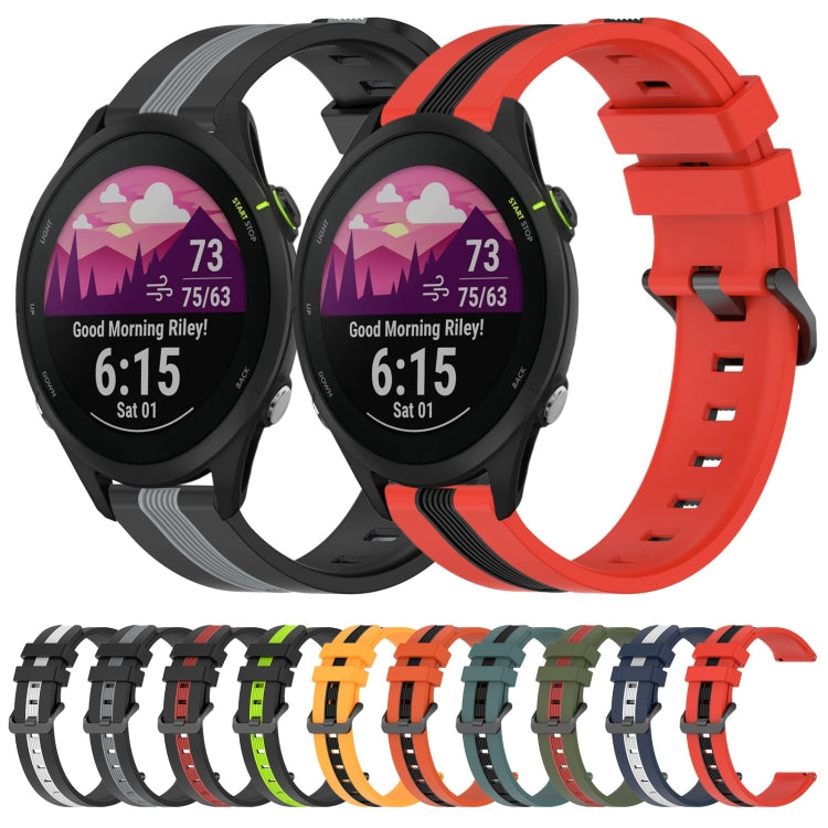 For Garmin Forerunner 255 22mm Vertical Two-Color Silicone Watch Band