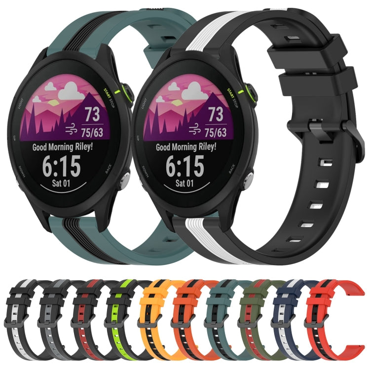 For Garmin Forerunner 255 Music 22mm Vertical Two-Color Silicone Watch Band
