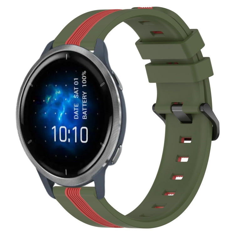 For Garmin Venu 2 22mm Vertical Two-Color Silicone Watch Band