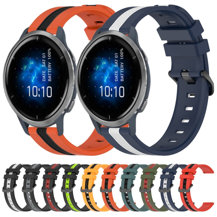 For Garmin Venu 2 22mm Vertical Two-Color Silicone Watch Band