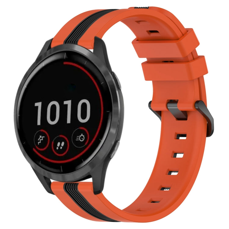 For Garmin Vivoactive 4 22mm Vertical Two-Color Silicone Watch Band