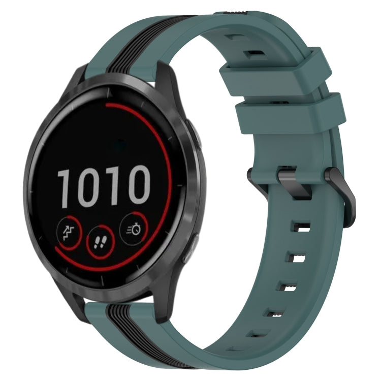 For Garmin Vivoactive 4 22mm Vertical Two-Color Silicone Watch Band