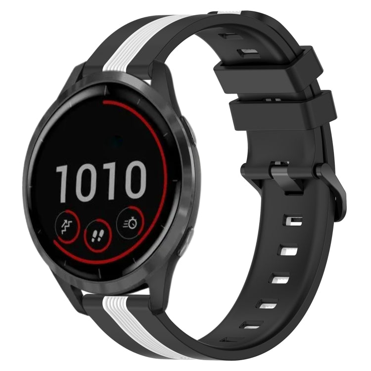 For Garmin Vivoactive 4 22mm Vertical Two-Color Silicone Watch Band