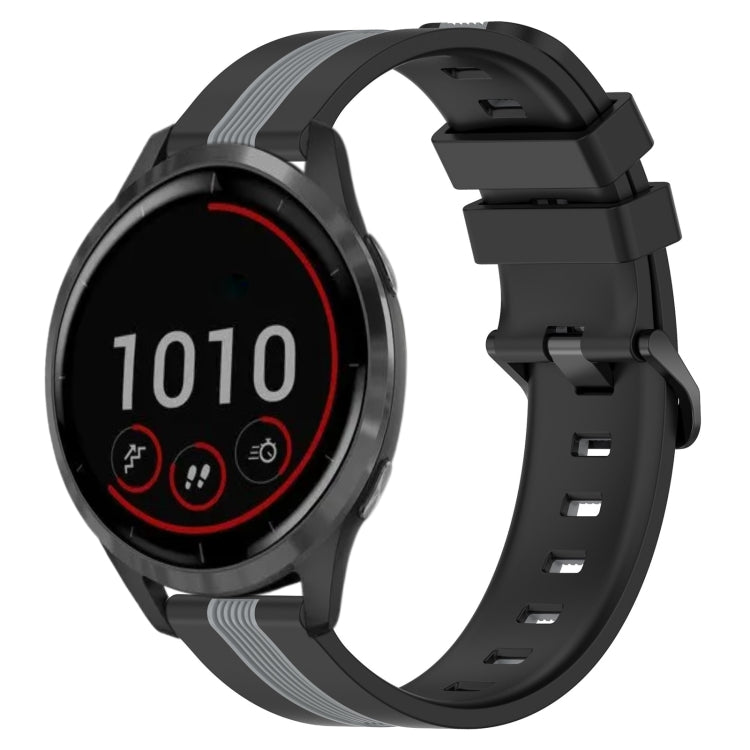 For Garmin Vivoactive 4 22mm Vertical Two-Color Silicone Watch Band