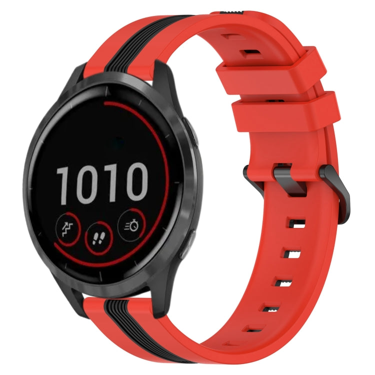 For Garmin Vivoactive 4 22mm Vertical Two-Color Silicone Watch Band