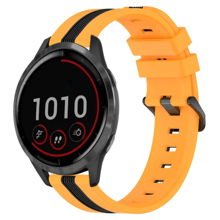 For Garmin Vivoactive 4 22mm Vertical Two-Color Silicone Watch Band