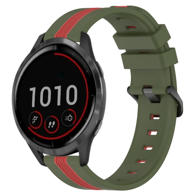 For Garmin Vivoactive 4 22mm Vertical Two-Color Silicone Watch Band