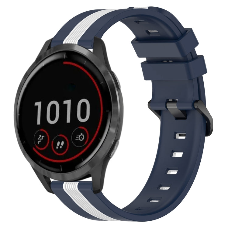For Garmin Vivoactive 4 22mm Vertical Two-Color Silicone Watch Band