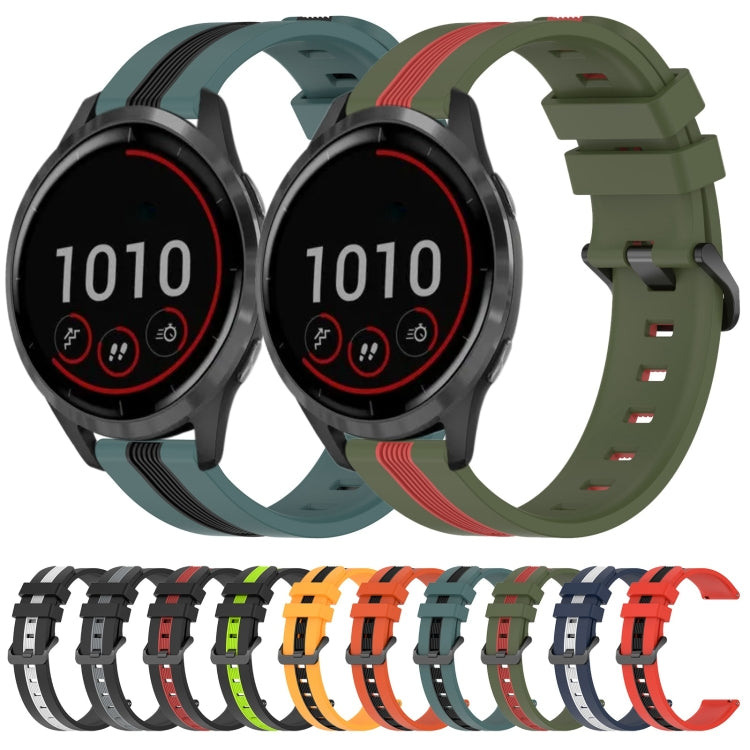 For Garmin Vivoactive 4 22mm Vertical Two-Color Silicone Watch Band