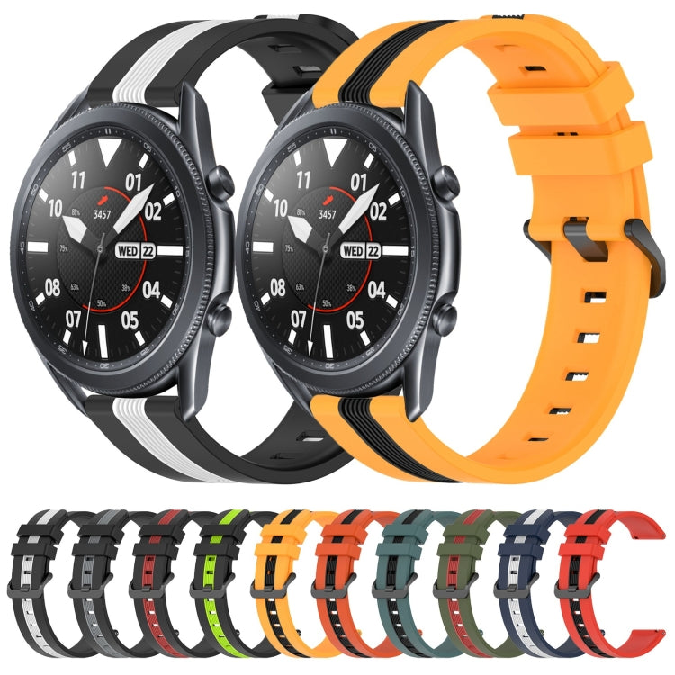 For Samsung Galaxy Watch3 45mm 22mm Vertical Two-Color Silicone Watch Band