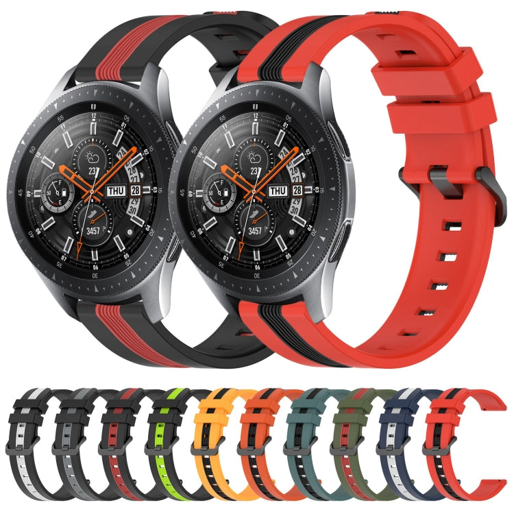 For Samsung Galaxy Watch 46mm 22mm Vertical Two-Color Silicone Watch Band