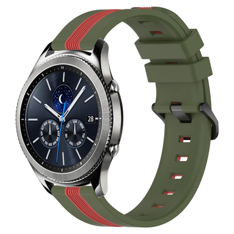 For Samsung Gear S3 Classic 22mm Vertical Two-Color Silicone Watch Band