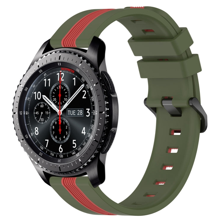 For Samsung Gear S3 Frontier 22mm Vertical Two-Color Silicone Watch Band