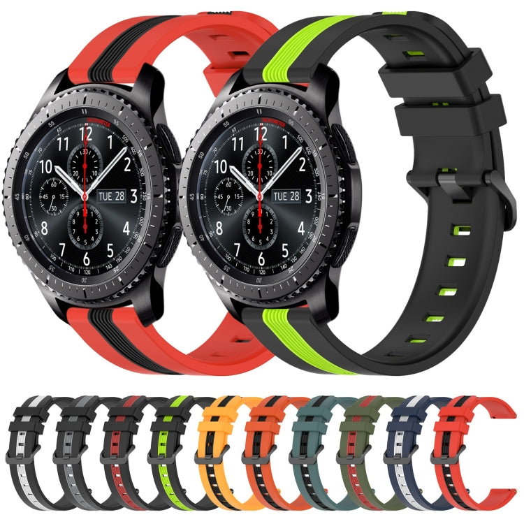 For Samsung Gear S3 Frontier 22mm Vertical Two-Color Silicone Watch Band