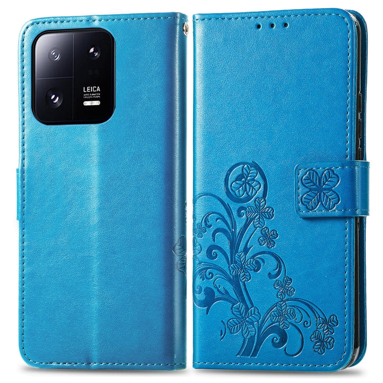 For Xiaomi 13 Pro Four-leaf Clasp Embossed Buckle Leather Phone Case