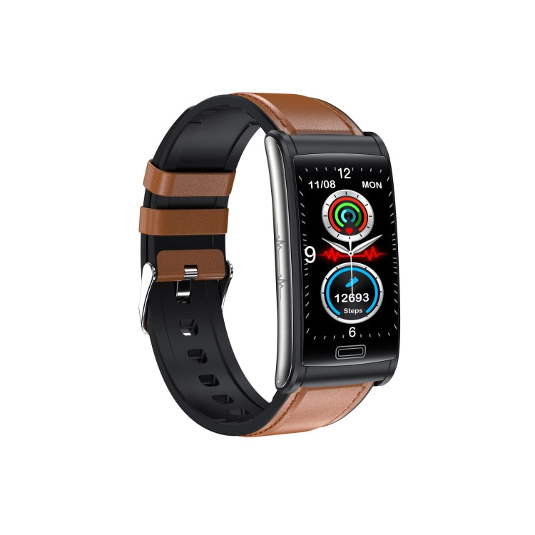 E600 1.47 inch Color Screen Smart Watch Leather Strap Support Heart Rate Monitoring / Blood Pressure Monitoring
