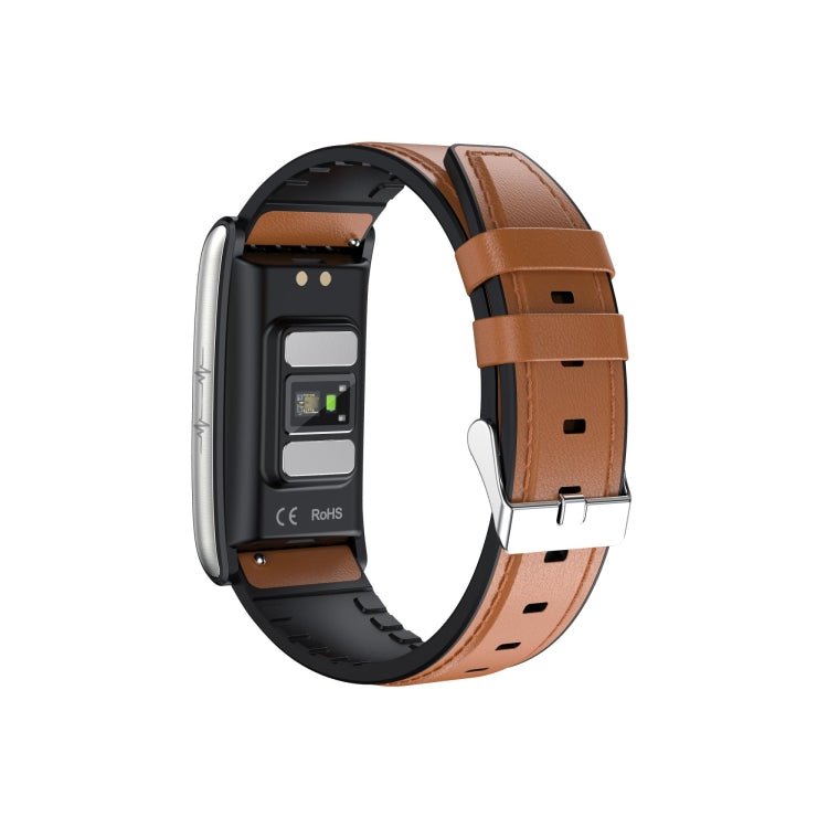 E600 1.47 inch Color Screen Smart Watch Leather Strap Support Heart Rate Monitoring / Blood Pressure Monitoring