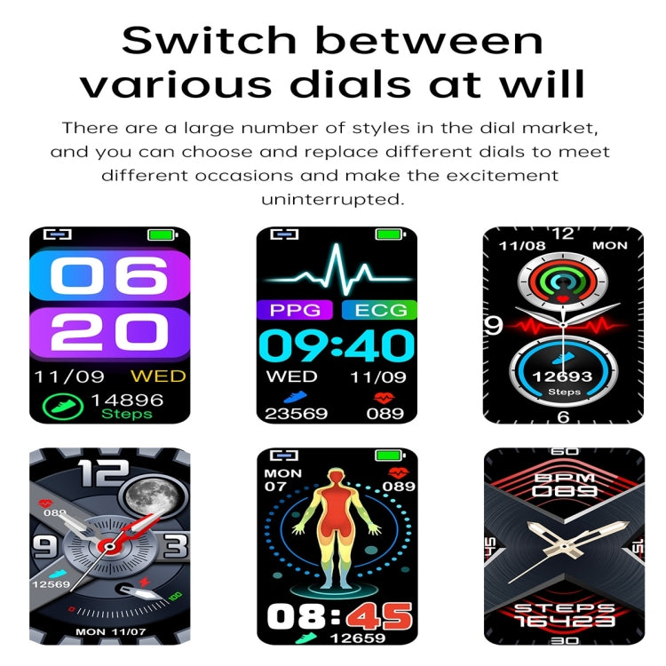 E600 1.47 inch Color Screen Smart Watch Leather Strap Support Heart Rate Monitoring / Blood Pressure Monitoring