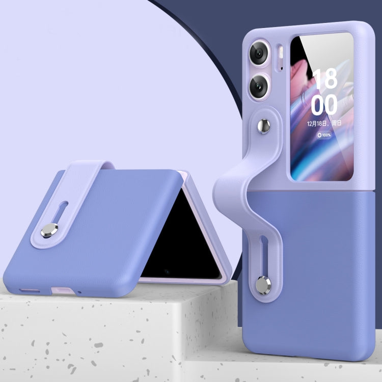 For OPPO Find N2 Flip Skin Color Contrast Wrist Strap Bracket Folding Phone Case