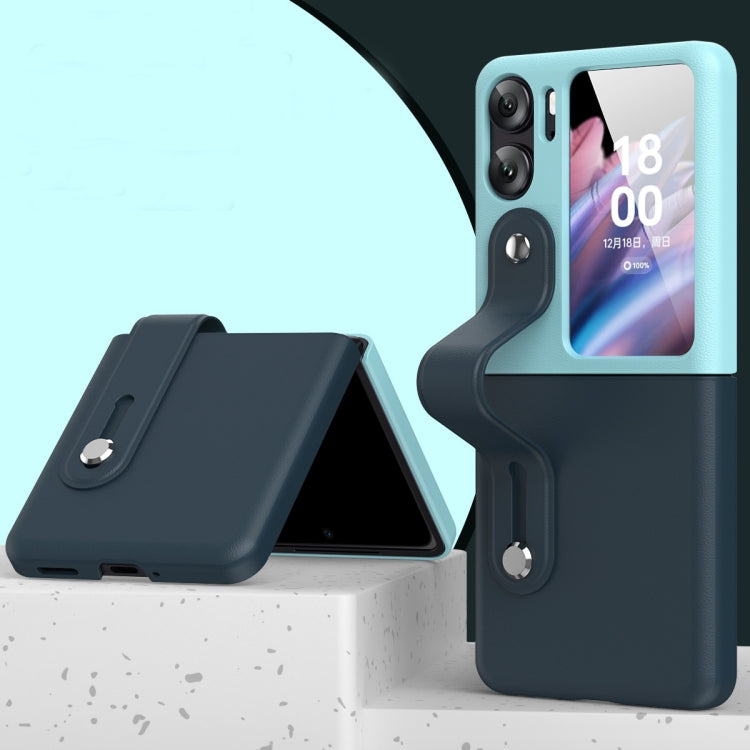 For OPPO Find N2 Flip Skin Color Contrast Wrist Strap Bracket Folding Phone Case