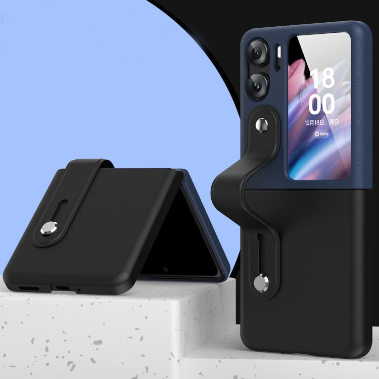 For OPPO Find N2 Flip Skin Color Contrast Wrist Strap Bracket Folding Phone Case