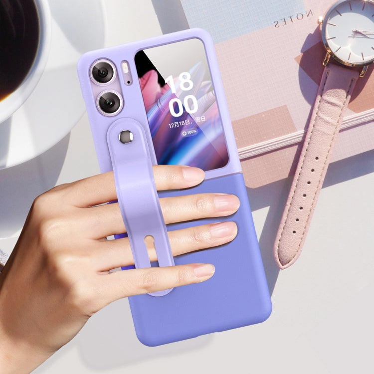 For OPPO Find N2 Flip Skin Color Contrast Wrist Strap Bracket Folding Phone Case