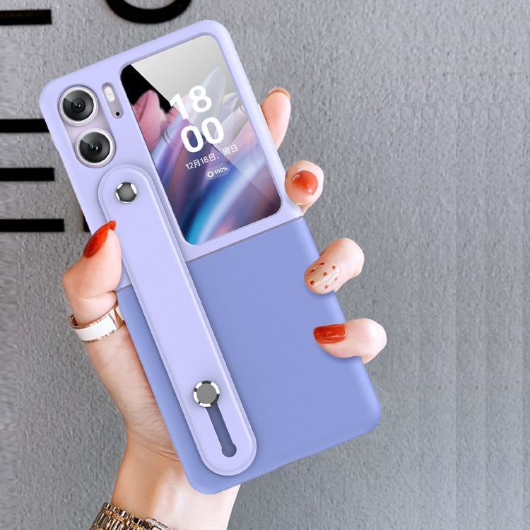 For OPPO Find N2 Flip Skin Color Contrast Wrist Strap Bracket Folding Phone Case