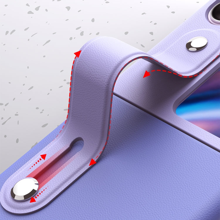 For OPPO Find N2 Flip Skin Color Contrast Wrist Strap Bracket Folding Phone Case