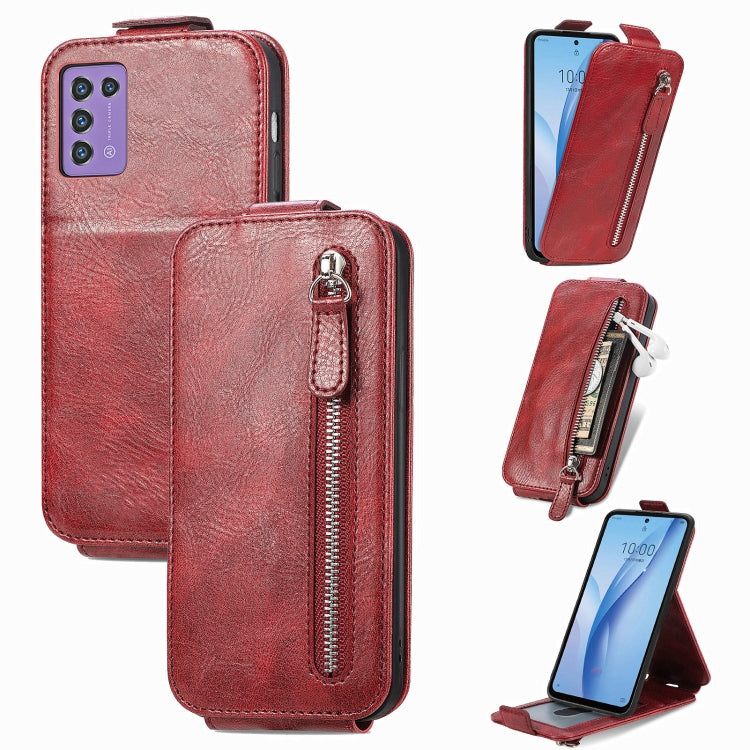 For ZTE Libero 5G III Zipper Wallet Vertical Flip Leather Phone Case