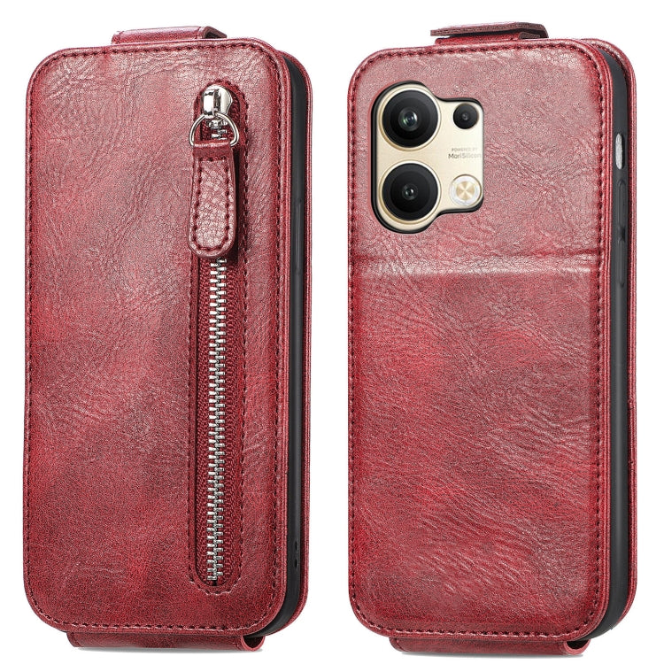 For OPPO Reno9 Zipper Wallet Vertical Flip Leather Phone Case