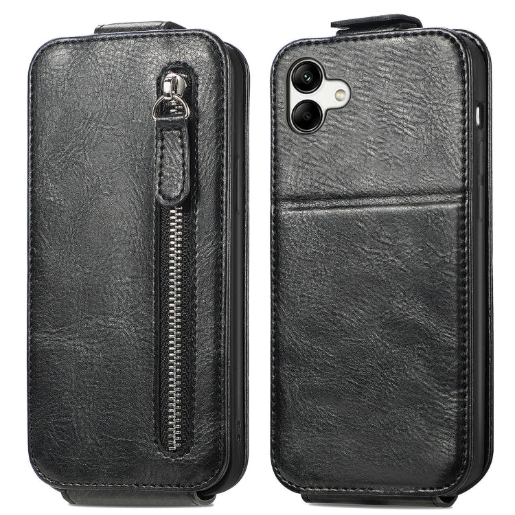 For Samsung Galaxy A04 Zipper Wallet Vertical Flip Leather Phone Case