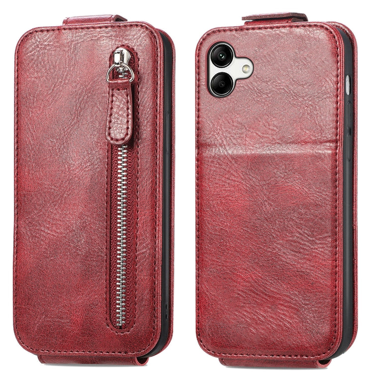 For Samsung Galaxy A04 Zipper Wallet Vertical Flip Leather Phone Case