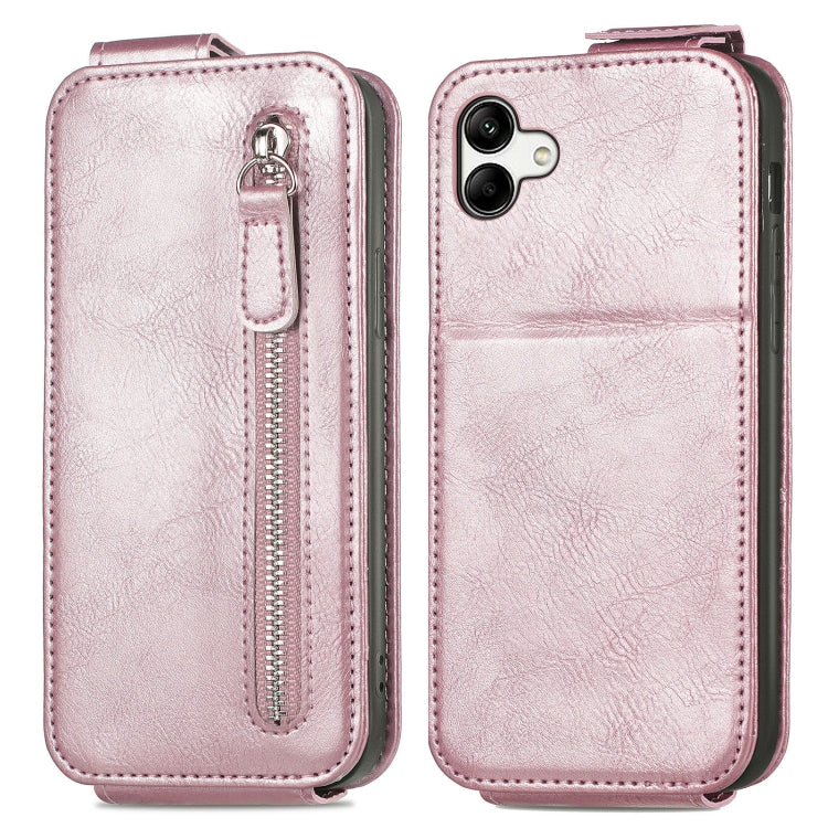 For Samsung Galaxy A04 Zipper Wallet Vertical Flip Leather Phone Case
