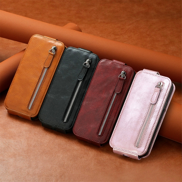 For Samsung Galaxy A04 Zipper Wallet Vertical Flip Leather Phone Case