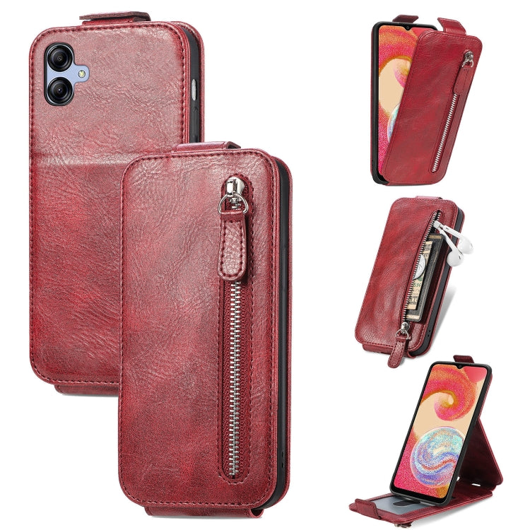 For Samsung Galaxy A04e Zipper Wallet Vertical Flip Leather Phone Case