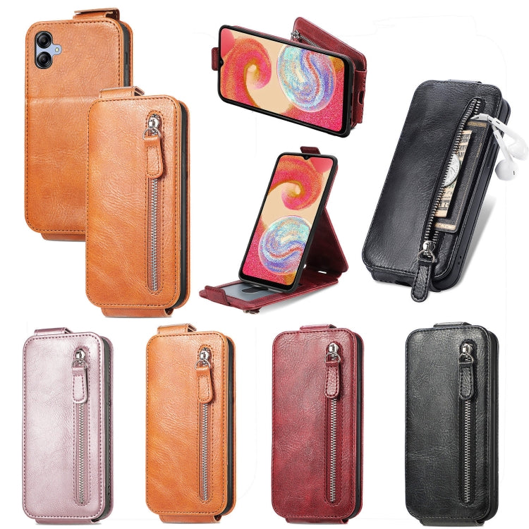 For Samsung Galaxy A04e Zipper Wallet Vertical Flip Leather Phone Case