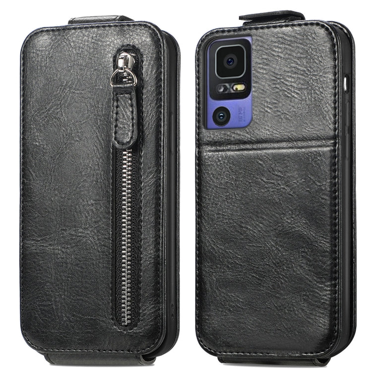 For TCL 40 SE Zipper Wallet Vertical Flip Leather Phone Case