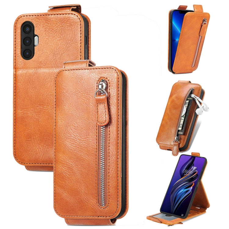 For Tecno Pova 3 Zipper Wallet Vertical Flip Leather Phone Case