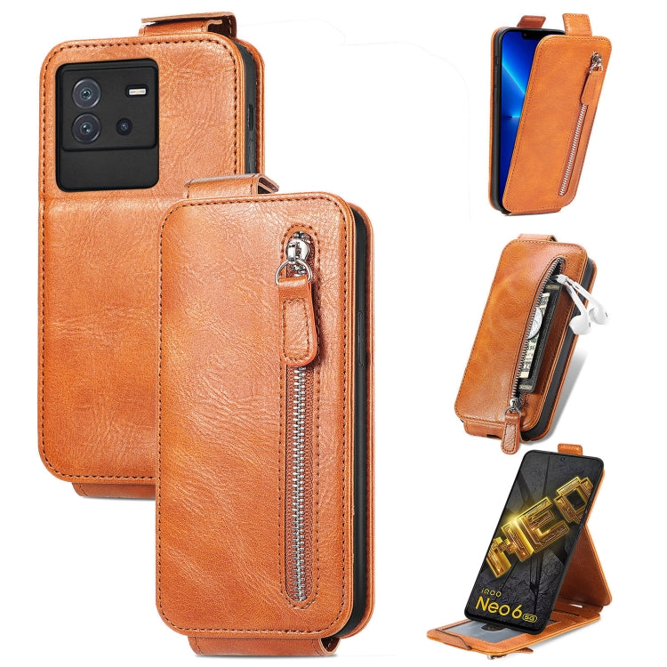 For vivo iQOO Neo 6 Zipper Wallet Vertical Flip Leather Phone Case