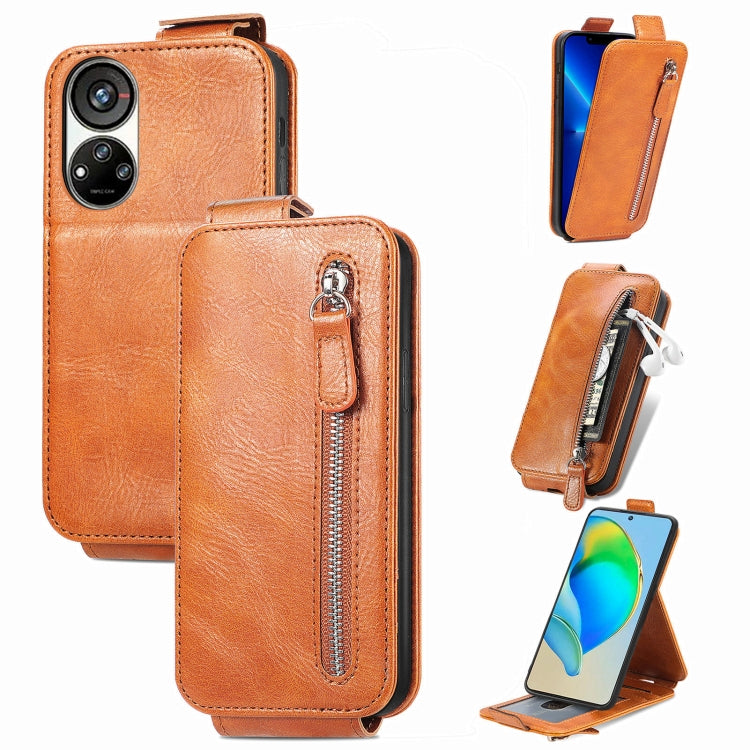 For ZTE Blade V40s Zipper Wallet Vertical Flip Leather Phone Case