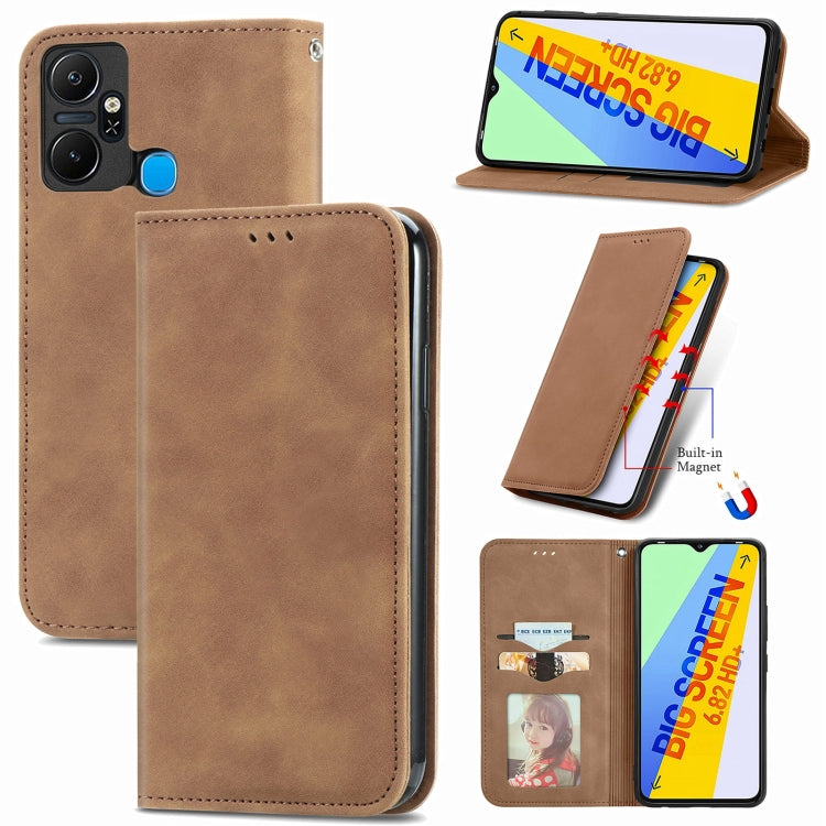 For Infinix Smart 6 Plus Retro Skin Feel Magnetic Flip Leather Phone Case