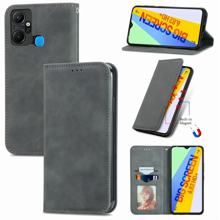 For Infinix Smart 6 Plus Retro Skin Feel Magnetic Flip Leather Phone Case