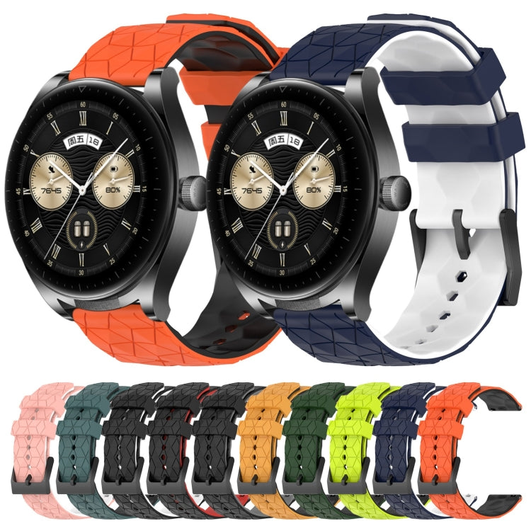 For Huawei Watch Buds 22mm Football Pattern Two-Color Silicone Watch Band