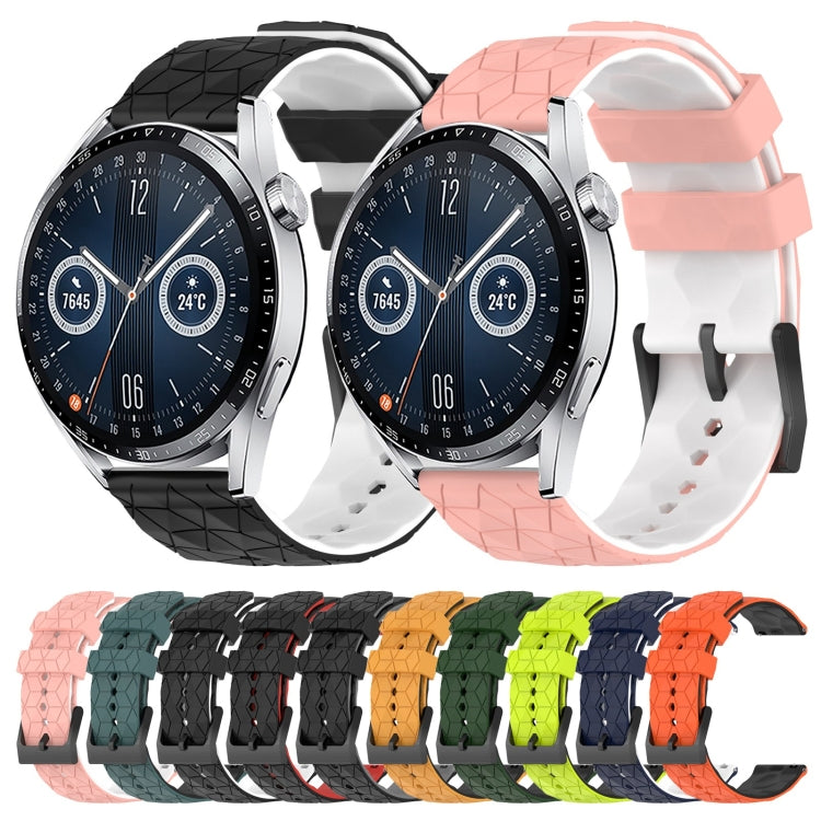For Huawei Watch GT3 46mm 22mm Football Pattern Two-Color Silicone Watch Band