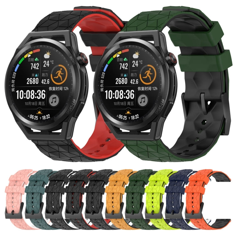 For Huawei Watch GT Runner 22mm Football Pattern Two-Color Silicone Watch Band