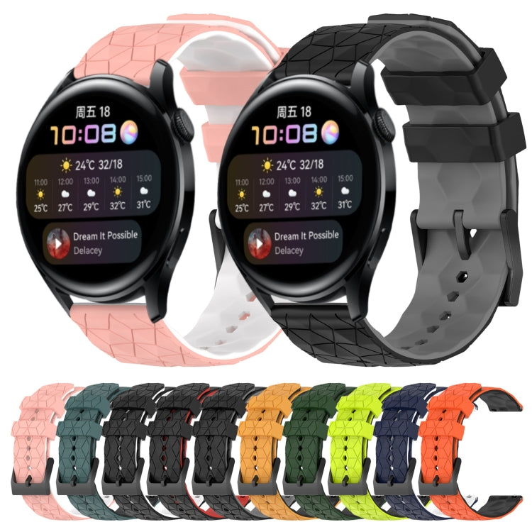 For Huawei Watch 3 22mm Football Pattern Two-Color Silicone Watch Band