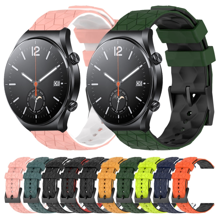 For Xiaomi MI Watch S1 22mm Football Pattern Two-Color Silicone Watch Band