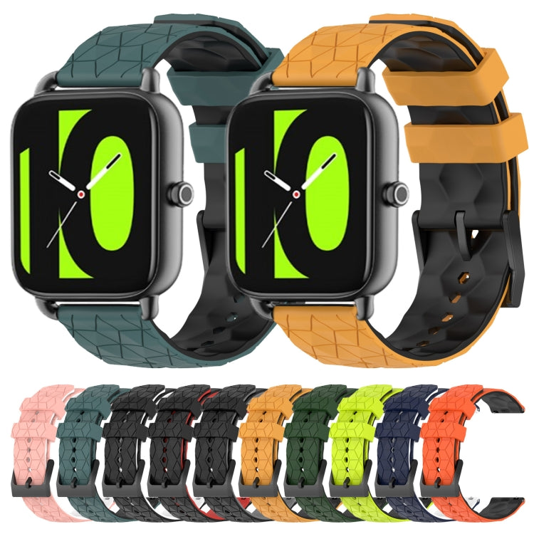 For Xiaomi Haylou RS4 LS12 22mm Football Pattern Two-Color Silicone Watch Band